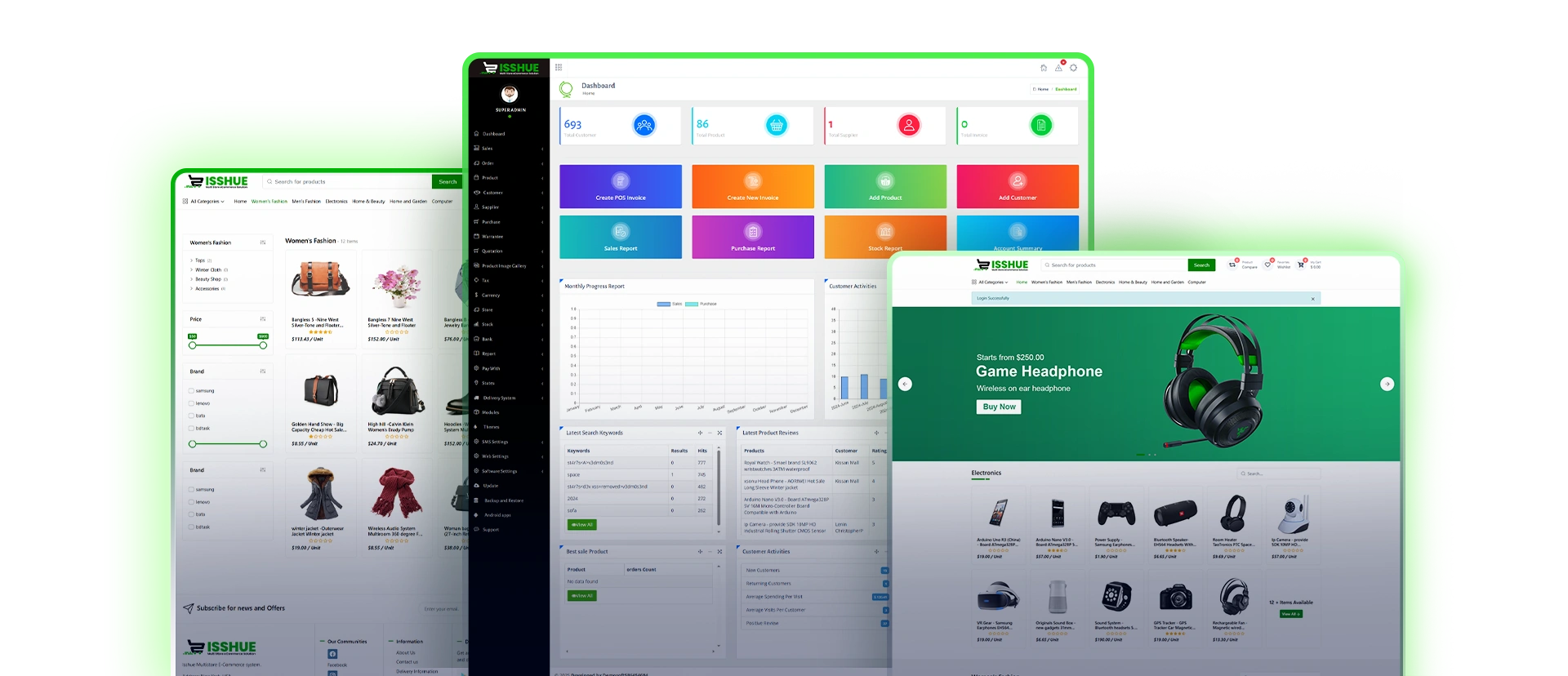 Isshue Multi-Store Ecommerce Shopping Cart Software