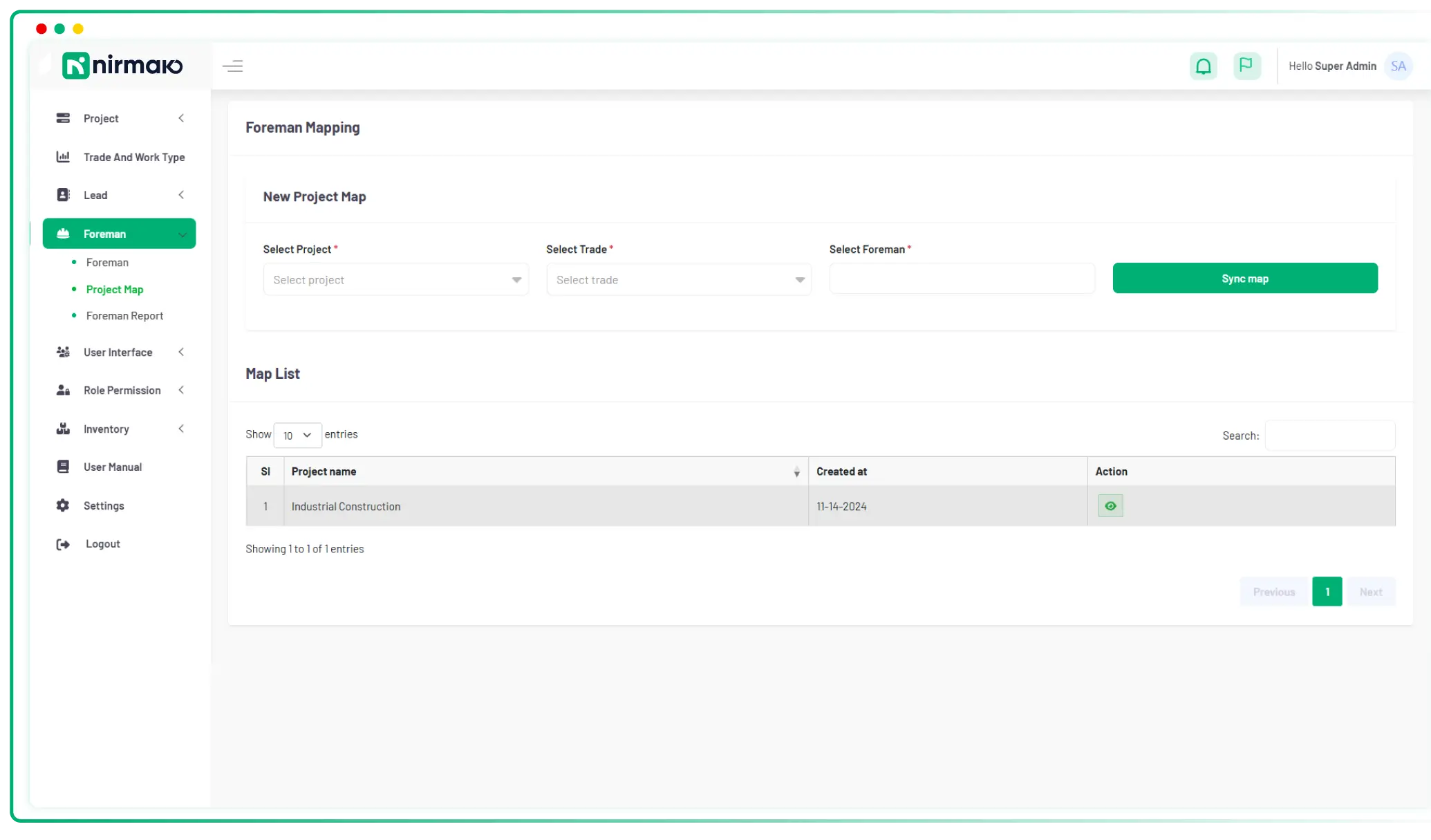 Foreman Mapping or Project Map